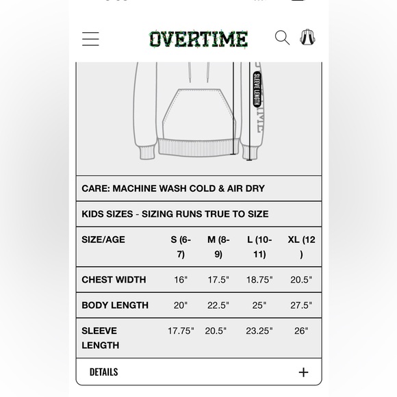 OVERTIME CHROMETEAM grey HOODIE kids UNISEX NEW WITH TAGS size XL - Picture 7 of 8